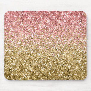 Gold Pink Glitzy Glitter Sparkle    Mouse Mat