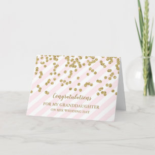 Gold Pink Granddaughter Wedding Day Card