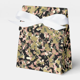 Gold Pink Green Black Camouflage Birthday Party Favour Box