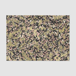 Gold Pink Green Black Camouflage Birthday Party Tissue Paper