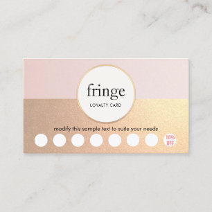 Gold PINK Hair Salon 8 Punch Loyalty Card