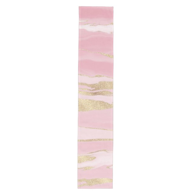 Gold Pink Marble Abstract Painting Medium Table Runner (Front)