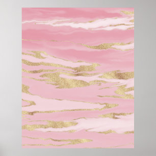 Gold Pink Marble Abstract Painting Poster