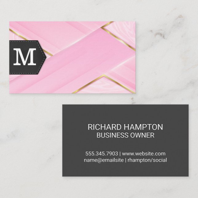 Gold Pink Marble Business Card (Front/Back)
