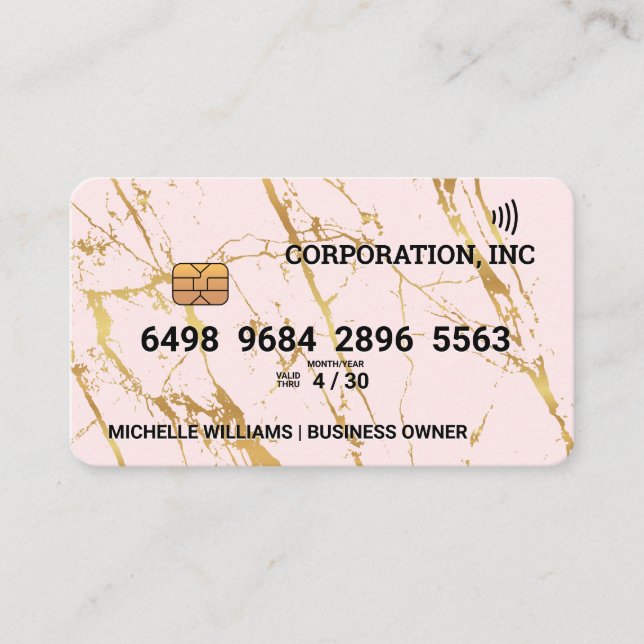 Gold Pink Marble | Debit Card Style (Front)