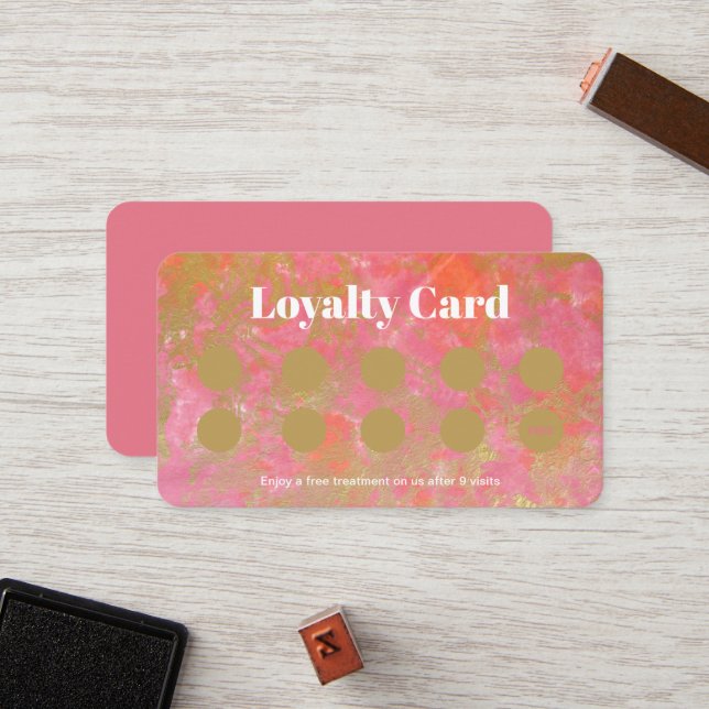 Gold Pink Marble Make up artist Loyalty Card (Front/Back In Situ)