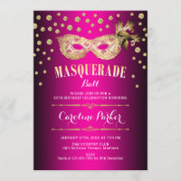 Gold Pink Masquerade Ball Birthday Party