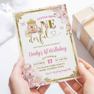 Gold Pink Mexican Princess Onederful Birthday Invitation