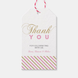 Gold & Pink   Modern Party Favour Thank You Tags