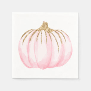 Gold Pink Pumpkin Halloween Thanksgiving Party Napkin