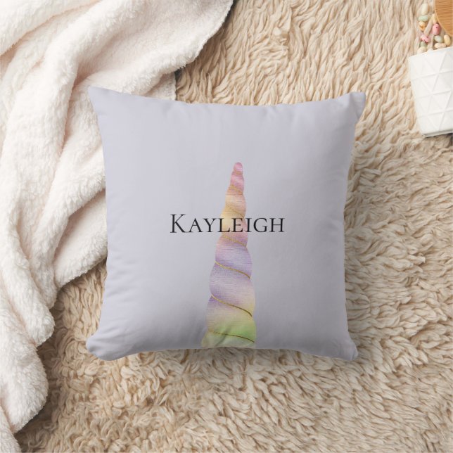 Gold Pink Purple Glitter Lime Unicorn Birthday  Cushion (Blanket)