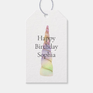 Gold Pink Purple Lime Unicorn Birthday Gift Tags