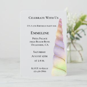 Gold Pink Purple Lime Unicorn Birthday Invitation