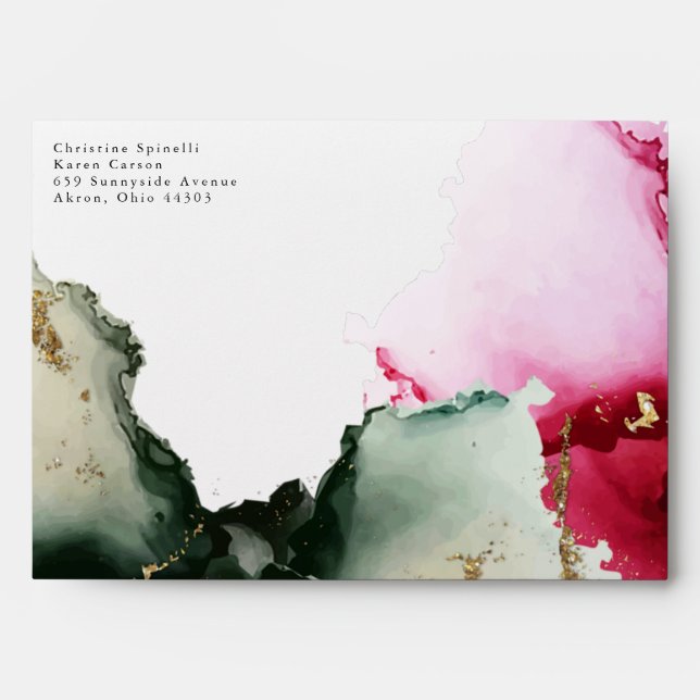 Gold Pink Sage Green 2 Watercolor  Envelope (Front)