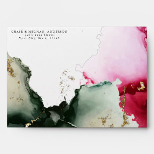 Gold Pink Sage Green Watercolor  Envelope