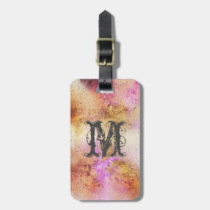 Gold Pink Sky Watercolour Personalised Luggage Tag