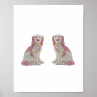 Gold Pink Staffordshire Dog Dogs Print Art Poster 
