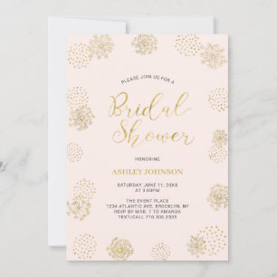 Gold & Pink Stylish Modern Pattern Bridal Shower I Invitation