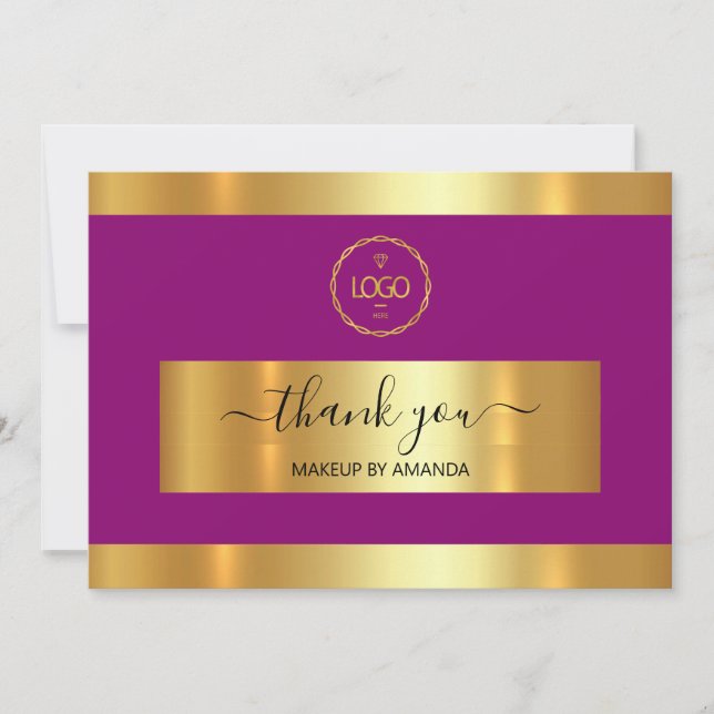  Gold Pink Thank You Business Insert Card  (Front)