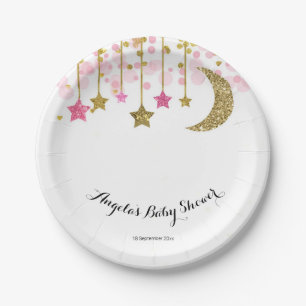 Gold Pink twinkle twinkle Baby Show Paper Plate