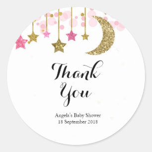 Gold pink twinkle twinkle Thank You Sticker