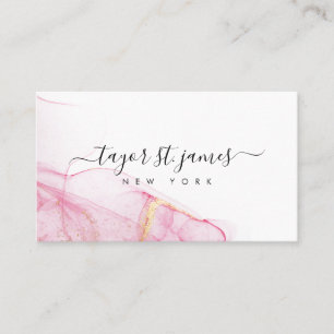 Gold Pink Watercolor Calligraphy Painting Splatter Business Card