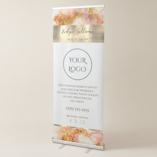 gold pink watercolor faux foil retractable banner