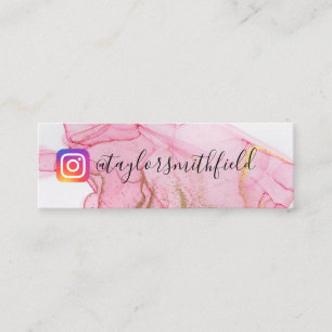 Gold Pink Watercolor Social Media Instagram Mini Business Card