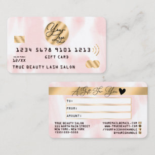 Gold Pink White Watercolor Credit Gift Certificate