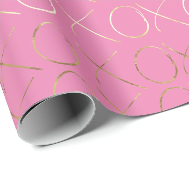 Gold Pink XOXO Wrapping Paper (Roll Corner)