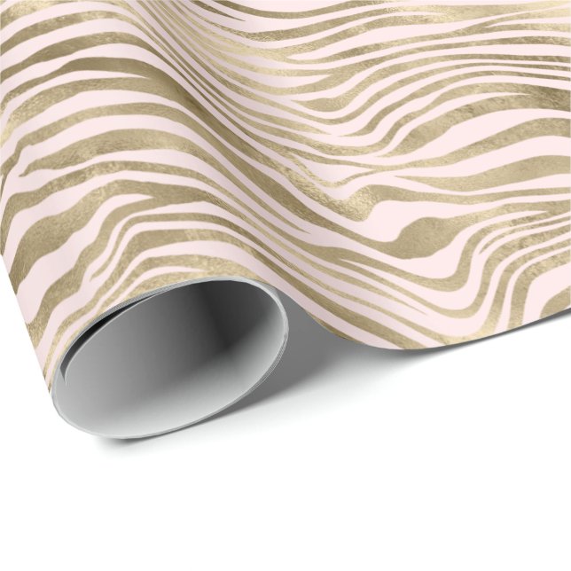 Gold Pink Zebra Print Wrapping Paper (Roll Corner)