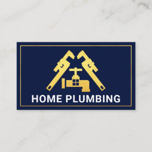 Gold Pipe Wrench Faucet Plumbing Business Card