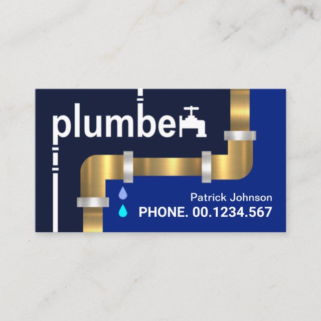 Gold Pipes Creative Plumber Signage Business Card (Front)