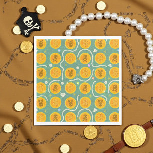 Gold Pirate Coins and Pearls Pattern Napkin