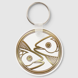 Gold Pisces Zodiac Fish Astrology Sign Key Ring