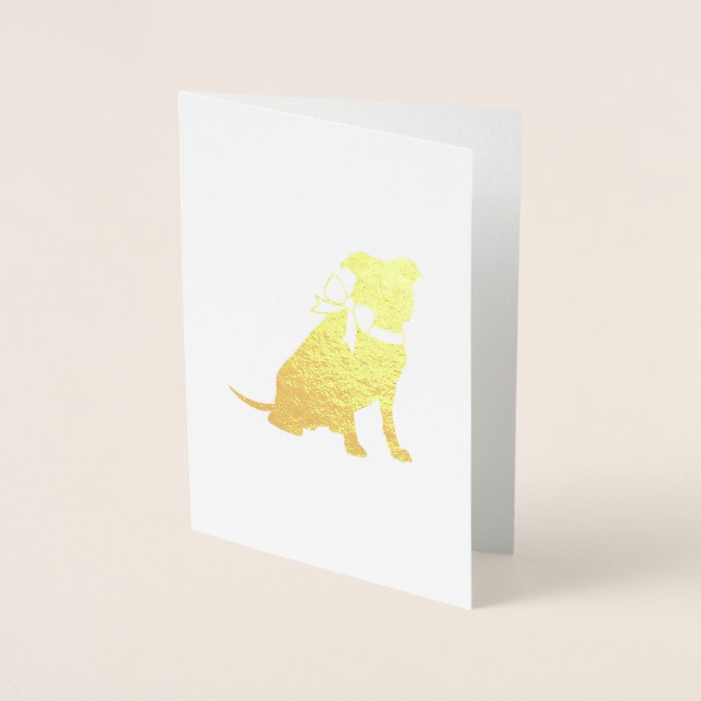 Gold Pit Bull Dog Baby Shower Pitbull Foil Card (Front)