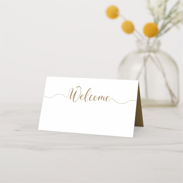 Gold Place Cards Wedding Table Tent Cards (Front)