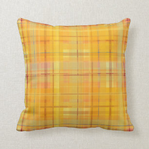 Gold Plaid with Teal Indoor Pillow 16x16