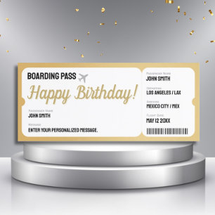 Gold Plane Ticket - Surprise Boarding Pass Invite