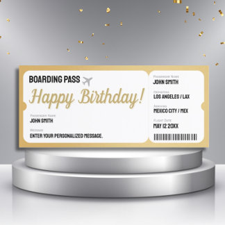 Gold Plane Ticket - Surprise Boarding Pass Invite