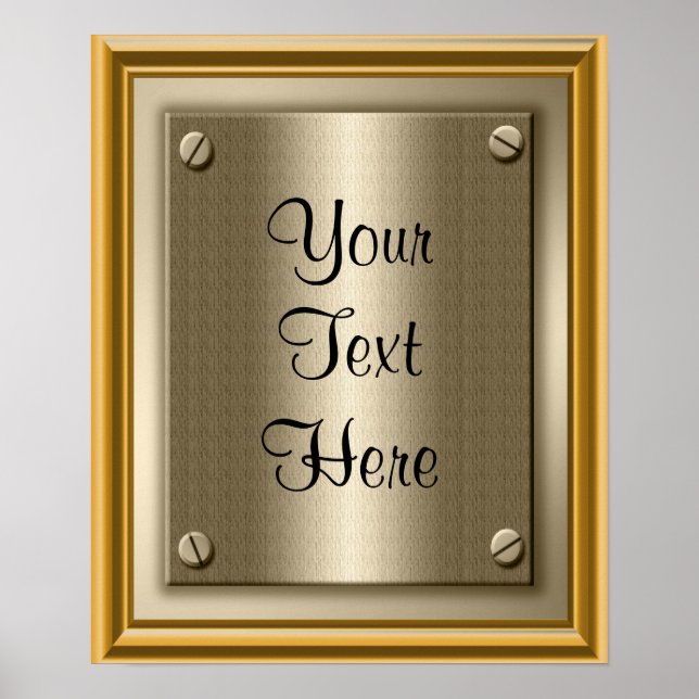 Gold Plaque Poster Print Sign (Front)