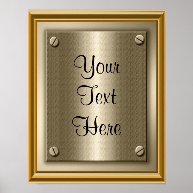 Gold Plaque Poster Print Sign (Front)
