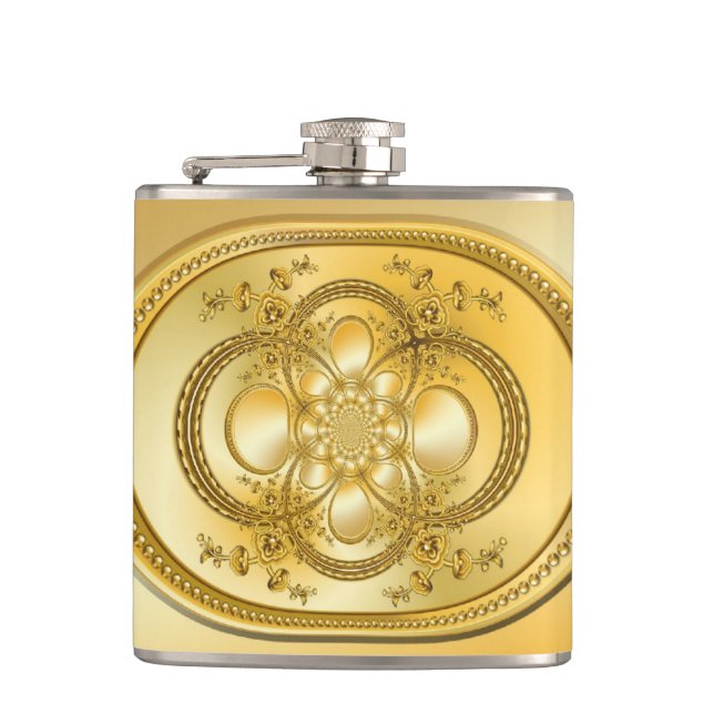 Gold Plate Hip Flask (Front)