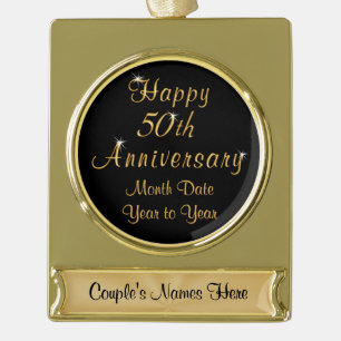 Gold Plate Personalised 50th Anniversary Ornaments