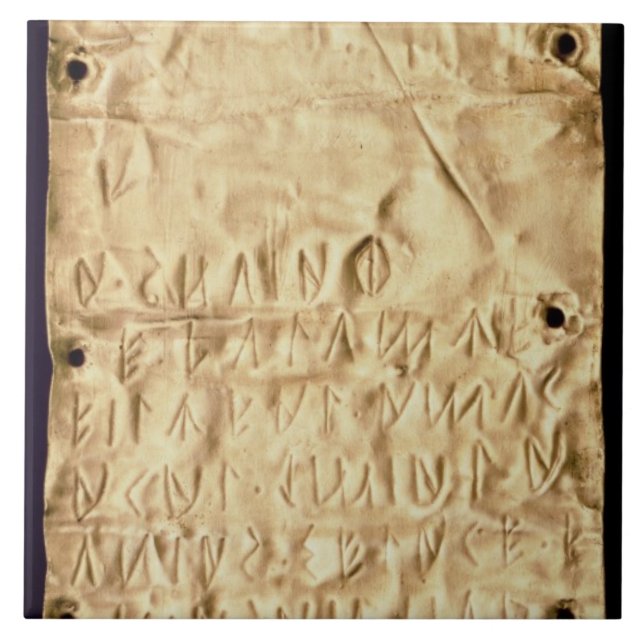Gold plate with 'brief' Etruscan inscription, from Tile (Front)