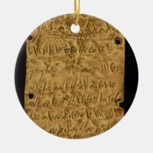 Gold plate with Phoenician inscription, from Santa Ceramic Tree Decoration