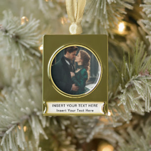 Gold Plated Banner Ornament with Custom Text and P