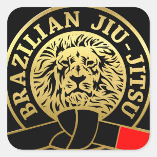 Gold Plated Brazilian Jiu-Jitsu Black Belt Square Sticker