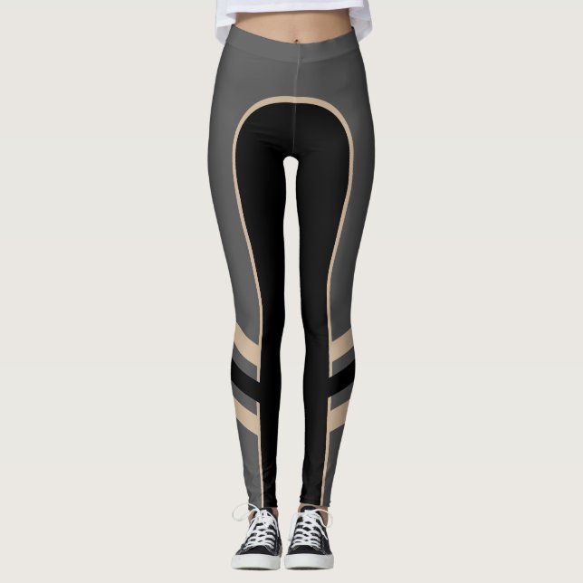 Gold/Platinum/Black Side Band Leggings (Front)