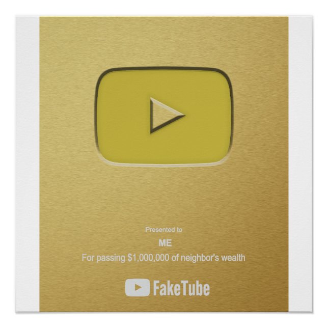 Gold Play Button FakeTube Poster (Front)